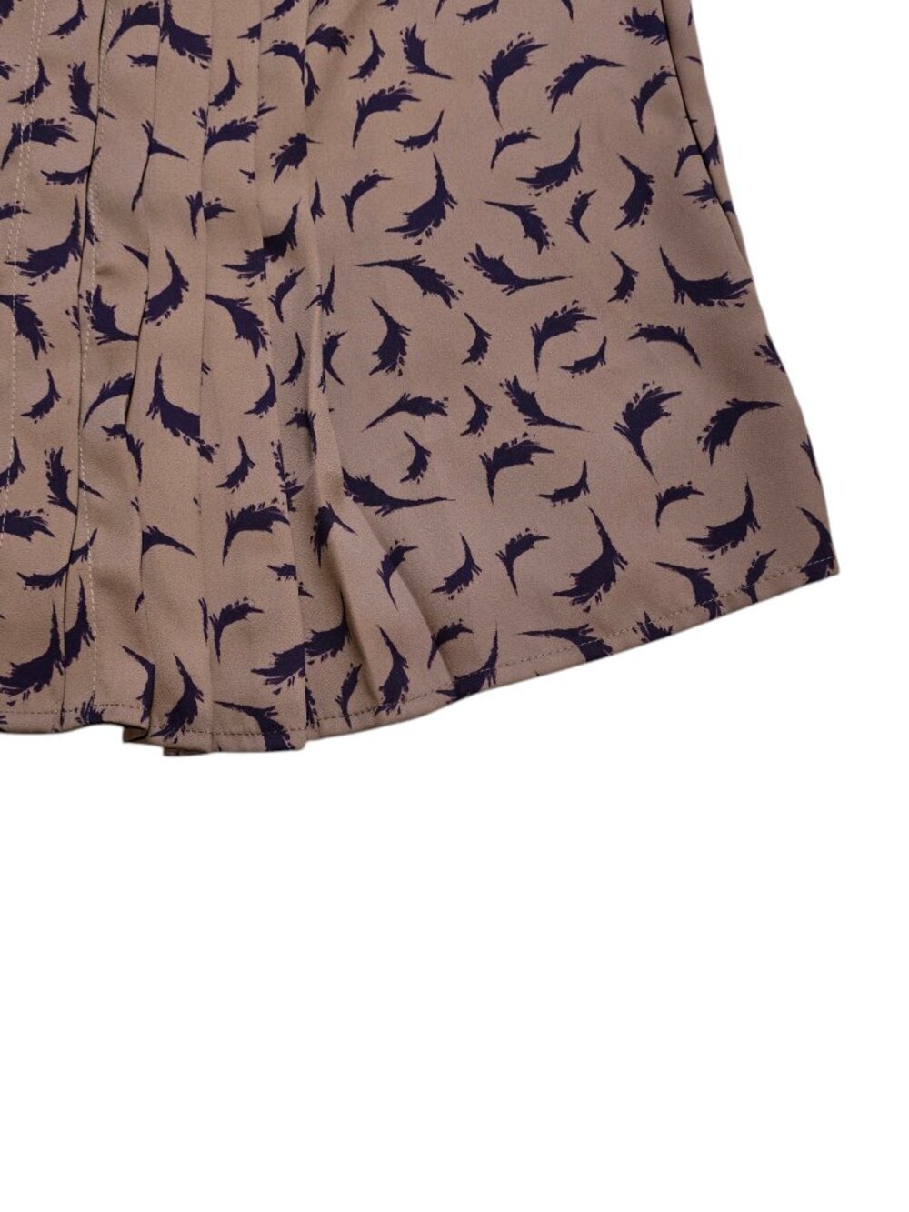 Loft Women’s Brown Sleeveless Button Up Purple Feather Pattern Tie Neck BlouseXS - Picture 10 of 12